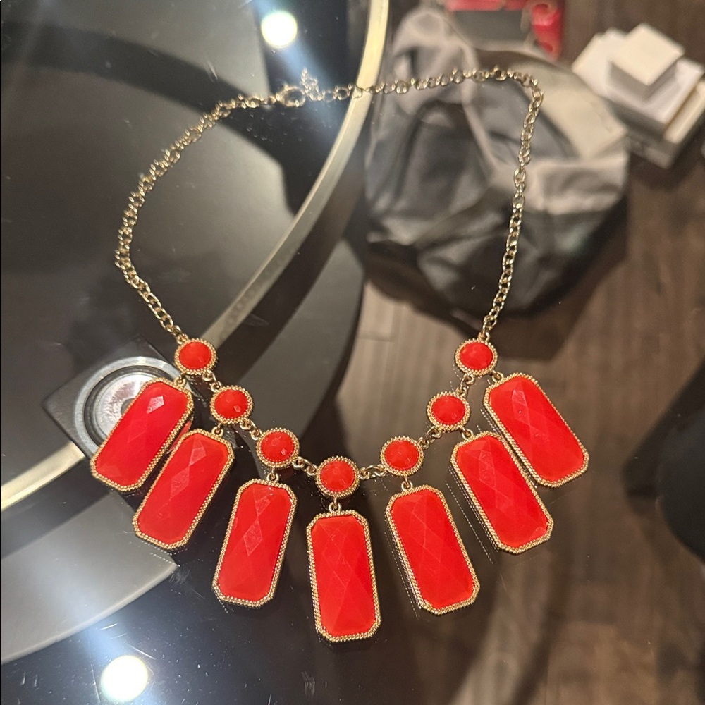 Red Statement Bib Necklace – Women Jewelry